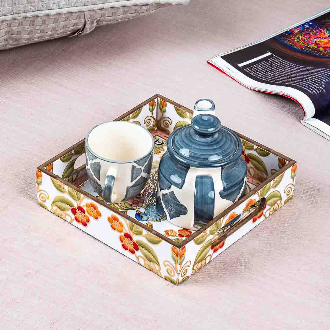 Premium Bird Square Mdf Tray Design Four 8X8 Inch