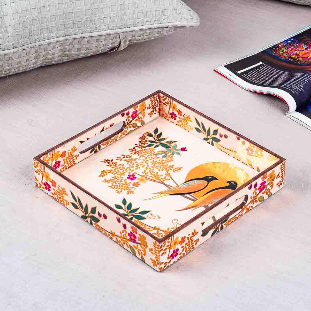 Premium Love Baird Square Mdf Tray Design Nine 10X10 Inch