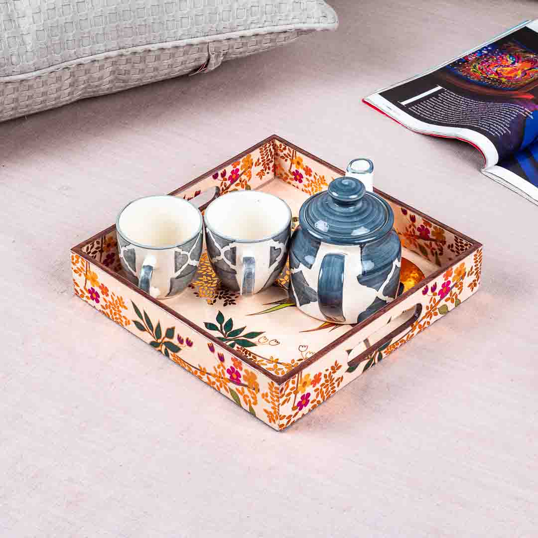 Premium Love Baird Square Mdf Tray Design Nine 10X10 Inch