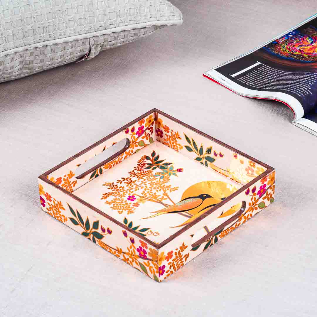 Premium Love Baird Square Mdf Tray Design Nine 8X8 Inch