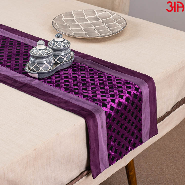 Purple And Violet Cross Design Table Runner (13x72) Inch
