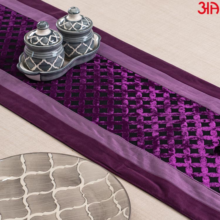 Purple And Violet Cross Design Table Runner (13x72) Inch