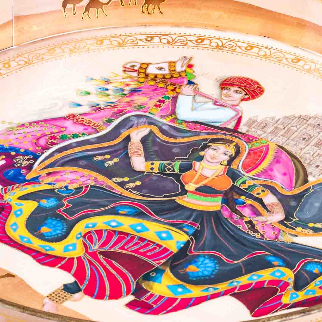 Premium Moghat Mdf Round Tray Design Eight