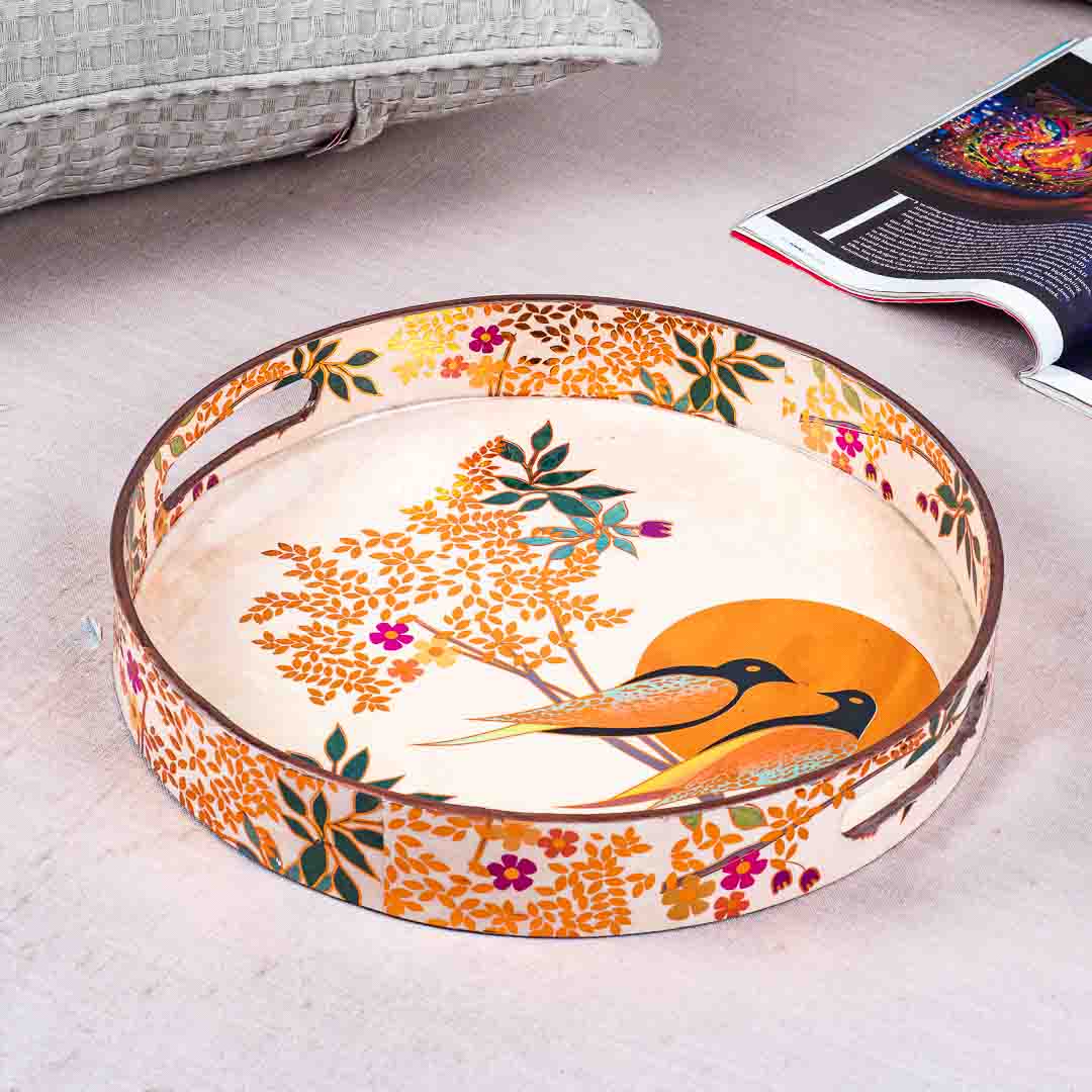 Love Bird Mdf Round Tray Design Nine 11 Inch Round