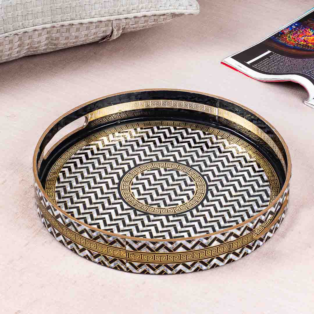 Premium Veda Weave Mdf Round Tray Design Ten 11 Inch Round