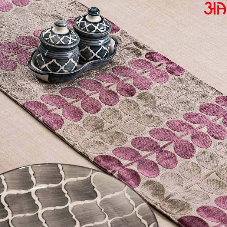 Purple And Mehendi Twig Design Table Runner (13x72) Inch