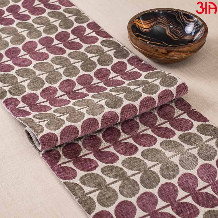Purple And Mehendi Twig Design Table Runner (13x72) Inch