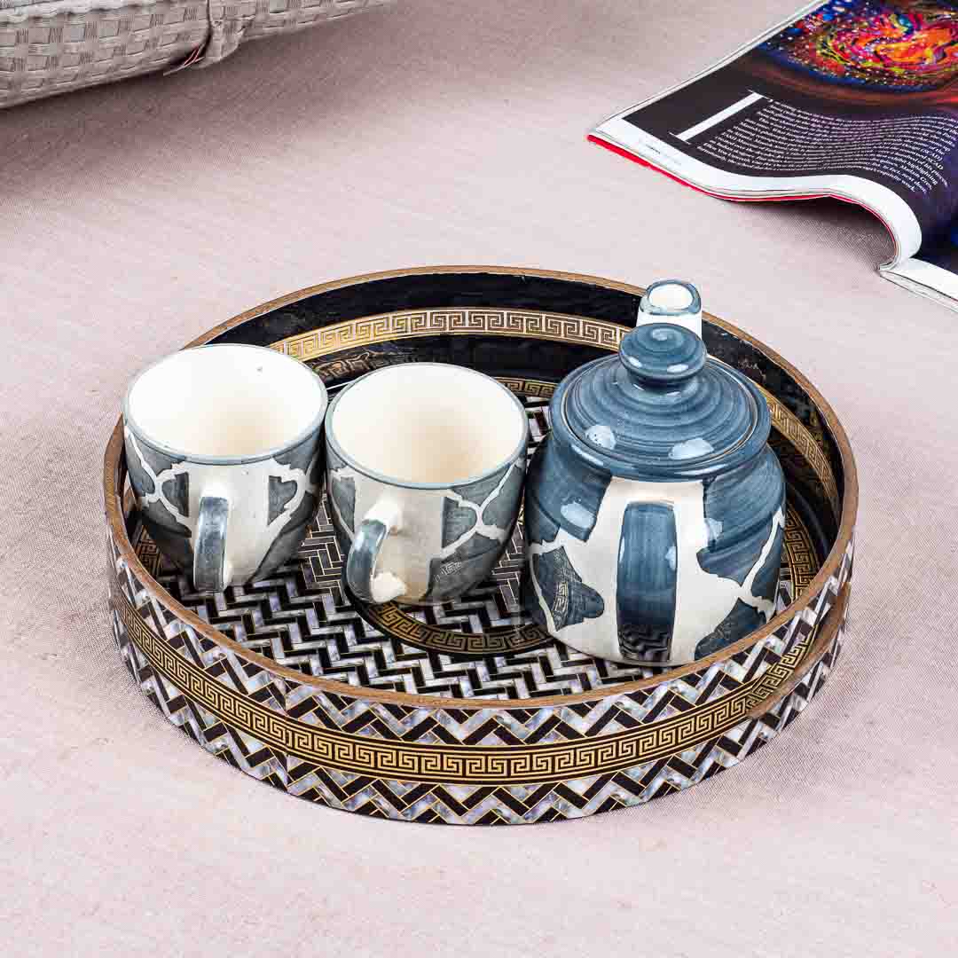 Premium Veda Weave Mdf Round Tray Design Ten 11 Inch Round