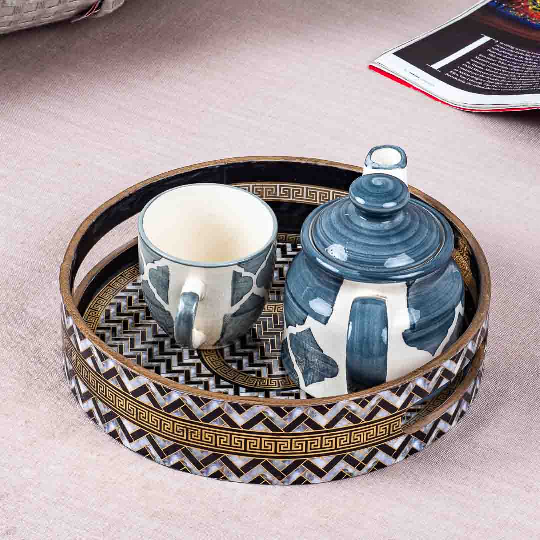 Premium Veda Weave Mdf Round Tray Design Ten