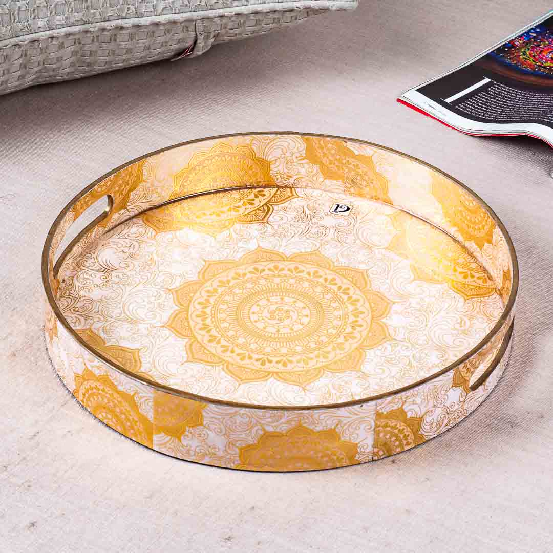 Premium Abstract Mdf Round Tray Design Seven 13 inch Round