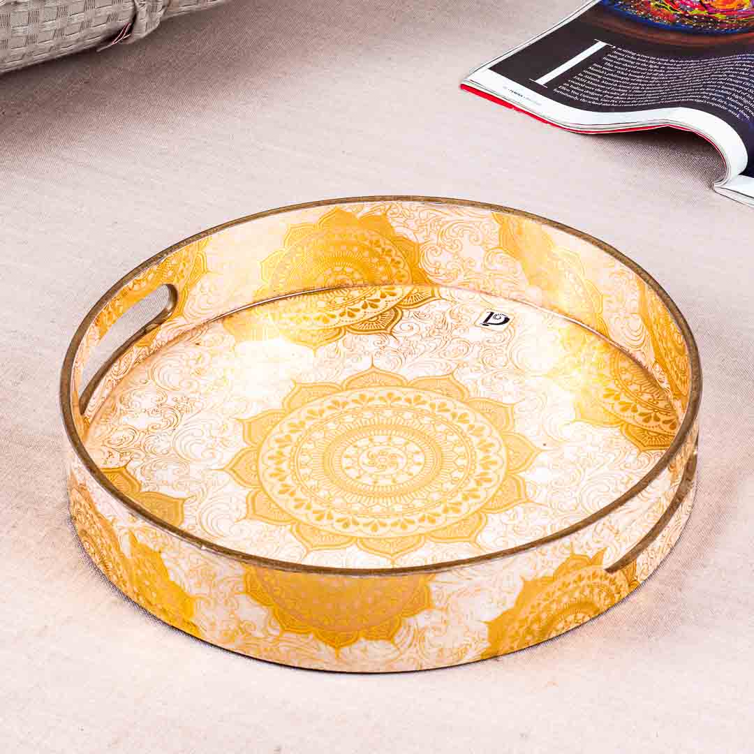 Premium Abstract Mdf Round Tray Design Seven 11 Inch Round