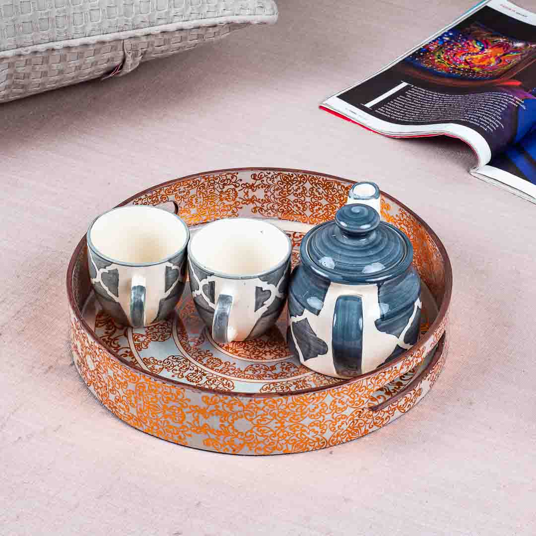 Premium Abstract Gold Mdf Round Tray Design Six 11 Inch Round