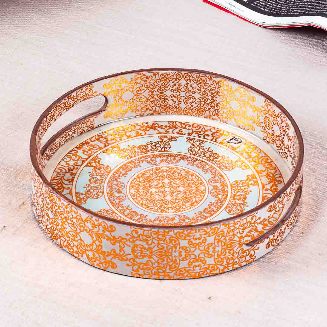 Premium Abstract Gold Mdf Round Tray Design Six 11 Inch Round