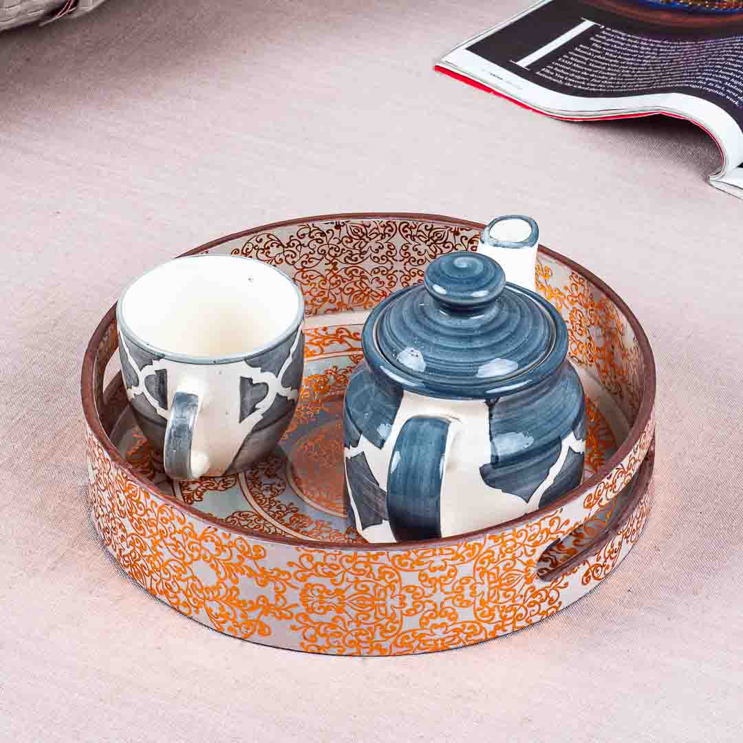 Premium Abstract Mdf Round Tray Design Six