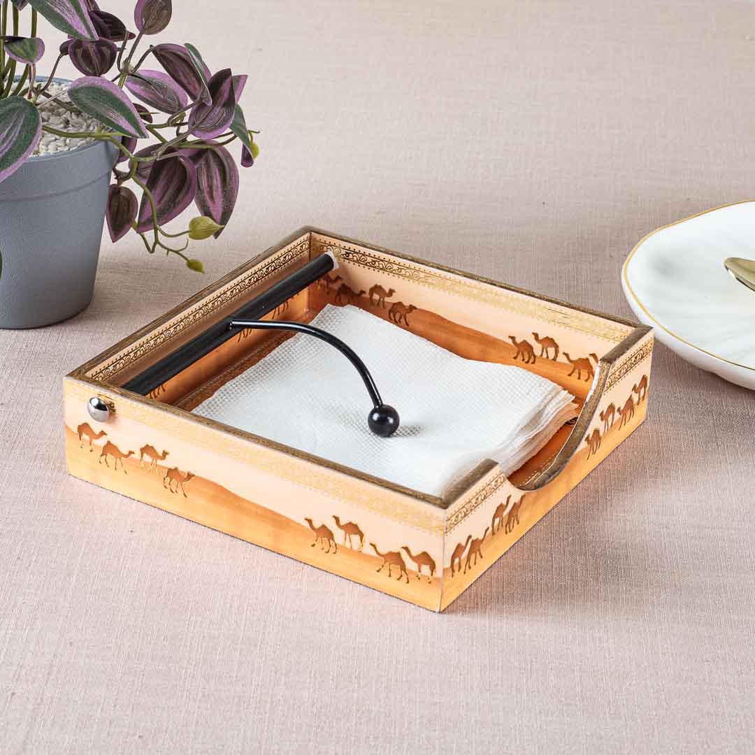 Premium Abstract Rajasthani Square Mdf Tissue Holder Design Eight 7.5 IN Square