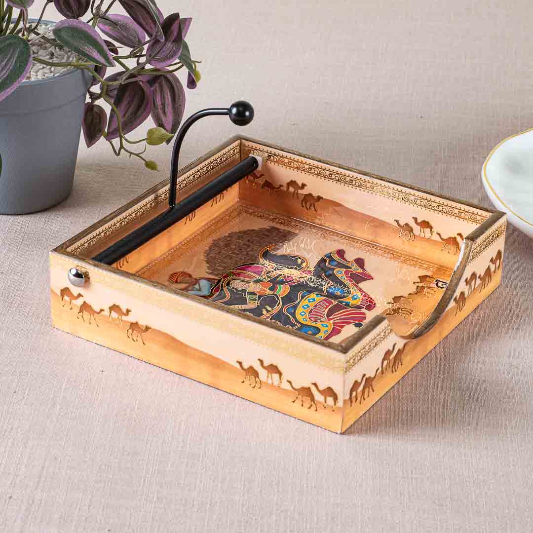 Premium Abstract Rajasthani Square Mdf Tissue Holder Design Eight 7.5 IN Square