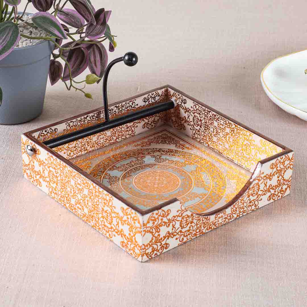 Premium Abstract Gold Square Mdf Tissue Holder Design Six 7.5 IN Square