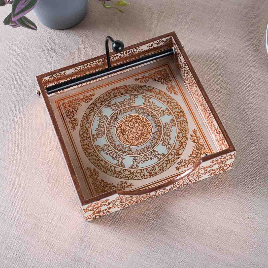 Premium Abstract Gold Square Mdf Tissue Holder Design Six 7.5 IN Square