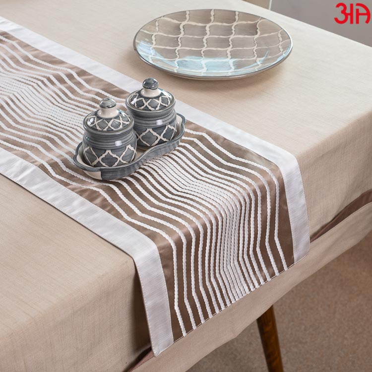 White Untwining Lines Table Runner (13x48) Inch