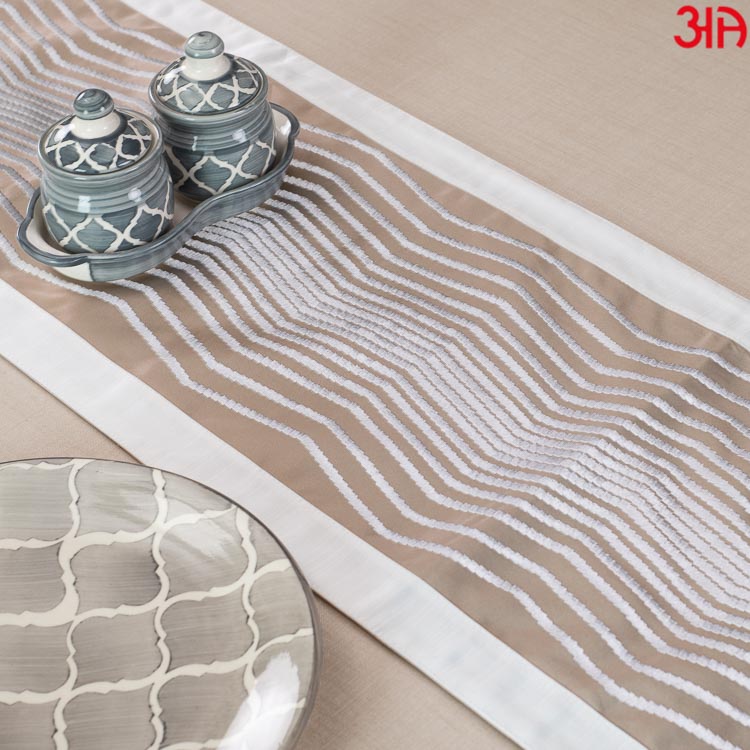 White Untwining Lines Table Runner (13x48) Inch
