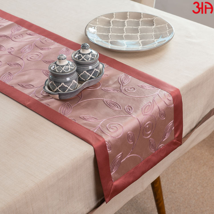 Peach Embroidered Table Runner (13x48) Inch