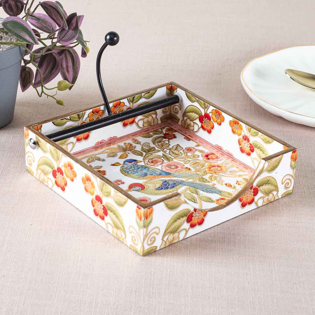 Premium Bird Square Mdf Tissue Holder Design Four 7.5 IN Square