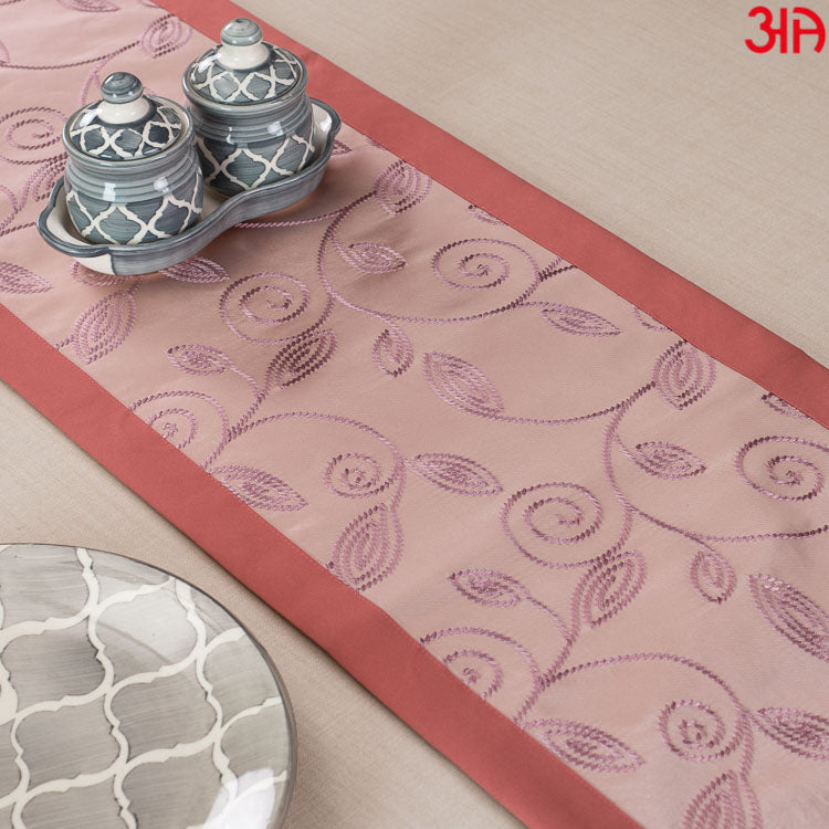 Peach Embroidered Table Runner (13x48) Inch