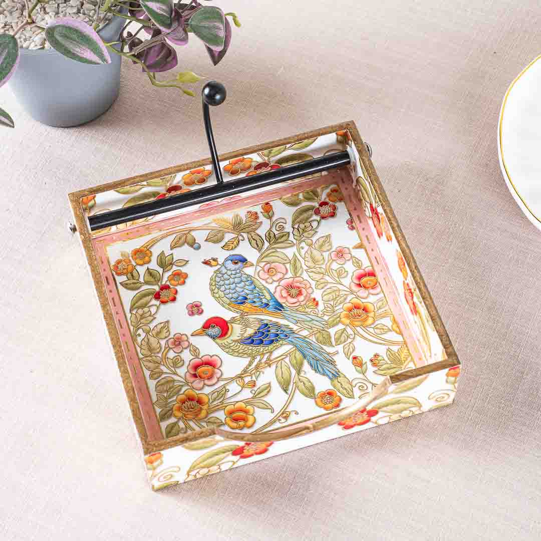 Premium Bird Square Mdf Tissue Holder Design Four 7.5 IN Square