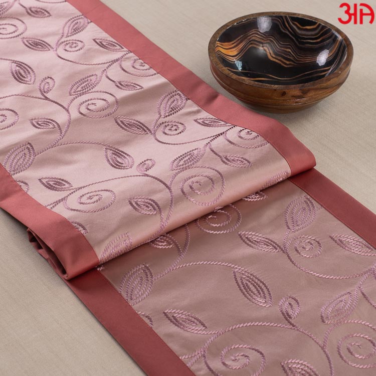 Peach Embroidered Table Runner (13x48) Inch