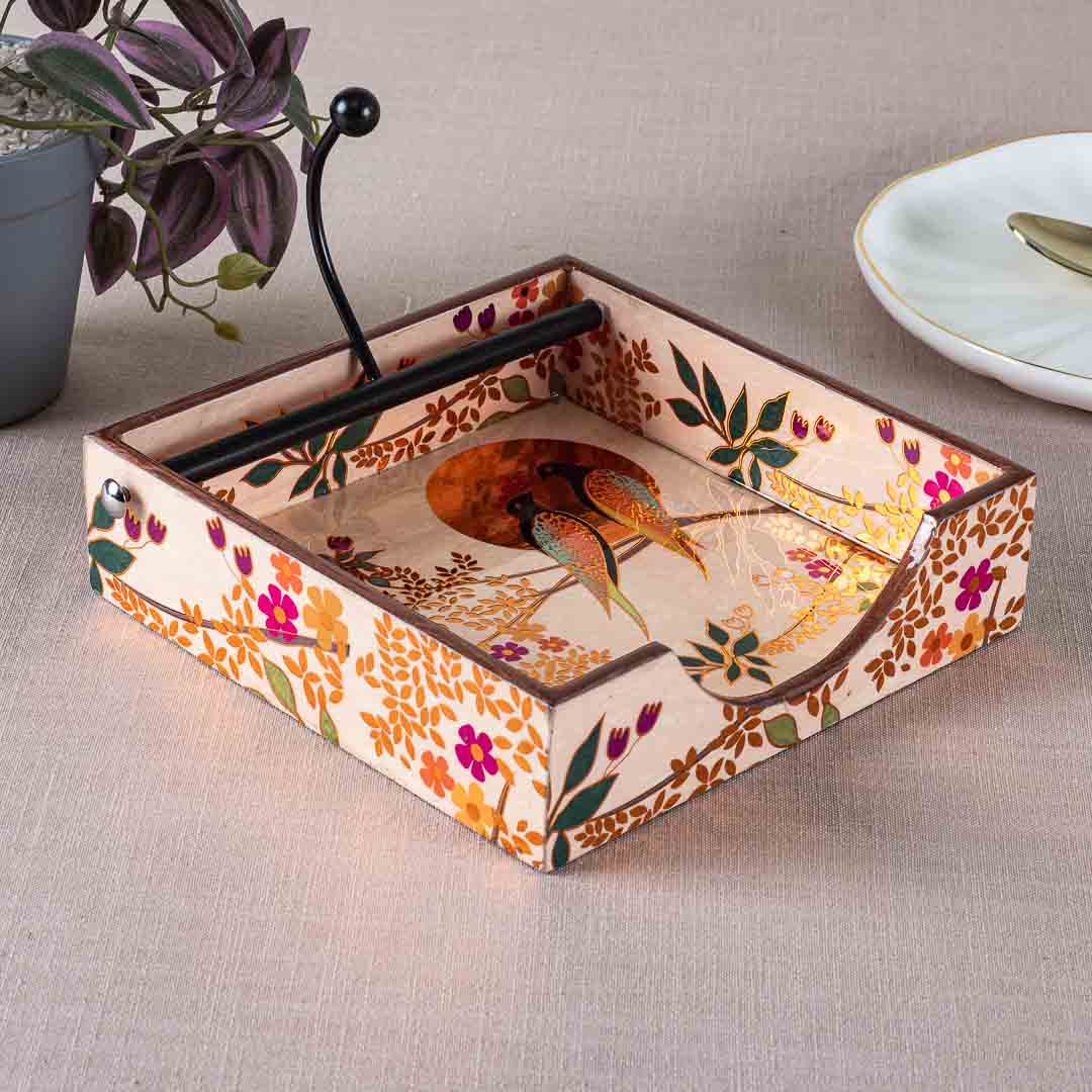 Premium Abstract Love Bird Square Mdf Tissue Holder Design Nine 7.5 IN Square