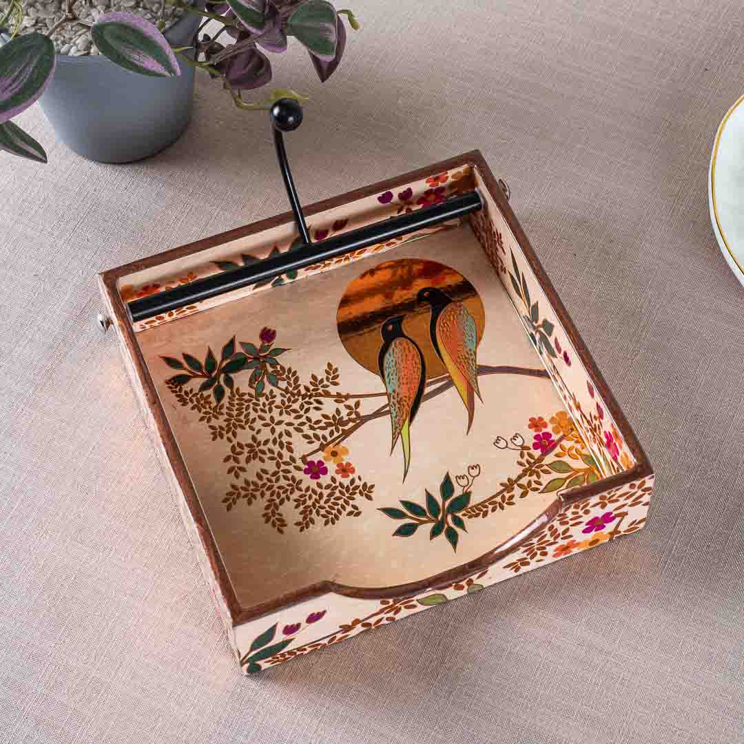 Premium Abstract Love Bird Square Mdf Tissue Holder Design Nine 7.5 IN Square