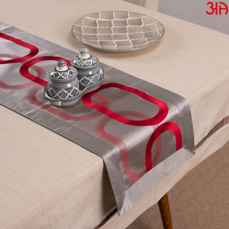 Red Abstract Circles Printed Table Runner (13x48) Inch