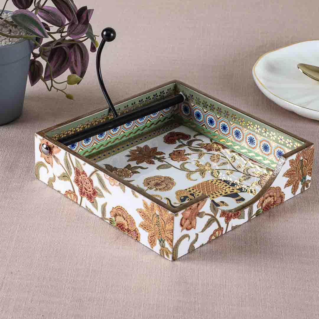 Premium Elephant Square Mdf Tissue Holder Design Three 7.5 IN Square