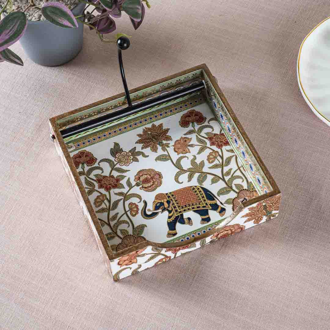 Premium Elephant Square Mdf Tissue Holder Design Three 7.5 IN Square