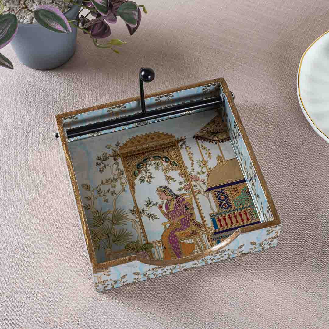 Premium Mughal Square Mdf Tissue Holder Design Two 7.5 IN Square