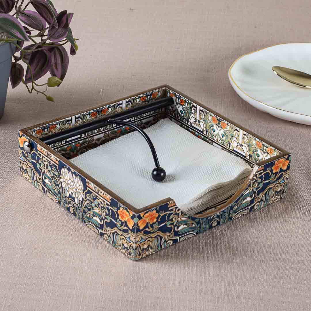 Premium Peacock Square Mdf Tissue Holder Design One 7.5 IN Square