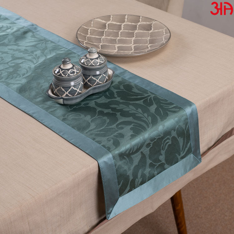 Blue Leaf Design Table Runner (13x48) Inch