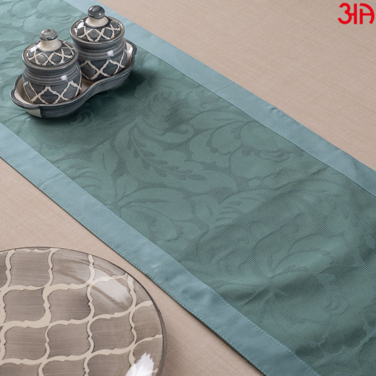 Blue Leaf Design Table Runner (13x48) Inch