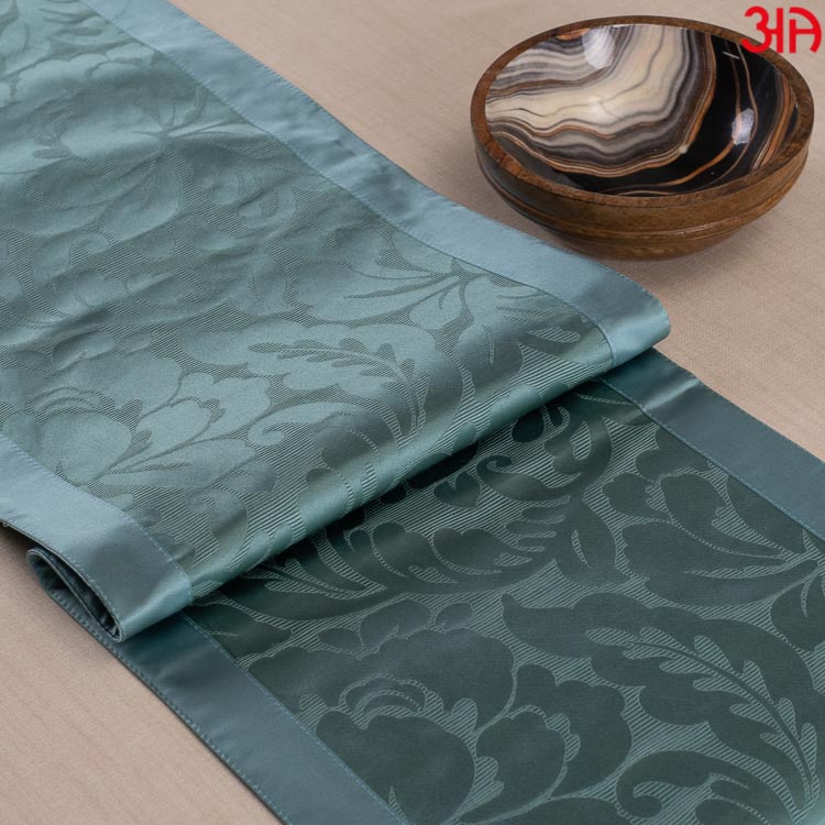 Blue Leaf Design Table Runner (13x48) Inch