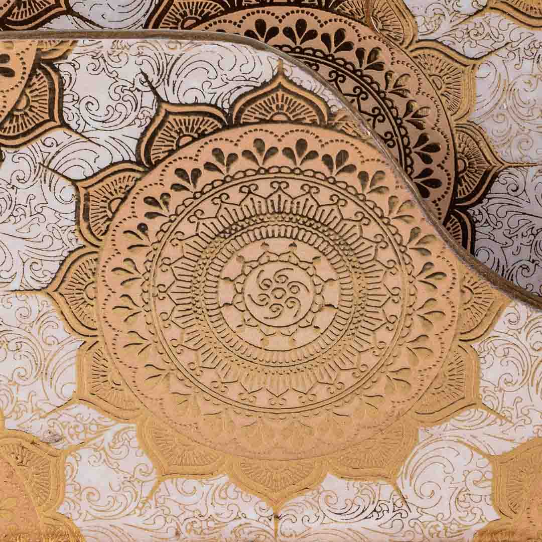 Premium Abstract White Gold Mdf Cutlery Npk Holder Design Seven 6X4.5X4 Inch