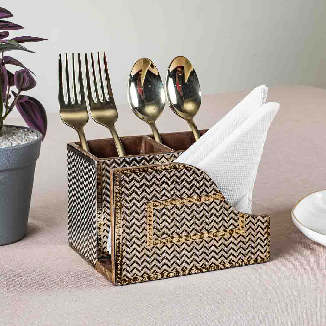 Premium Veda Weave Mdf Cutlery Npk Holder Design Ten 6X4.5X4 Inch