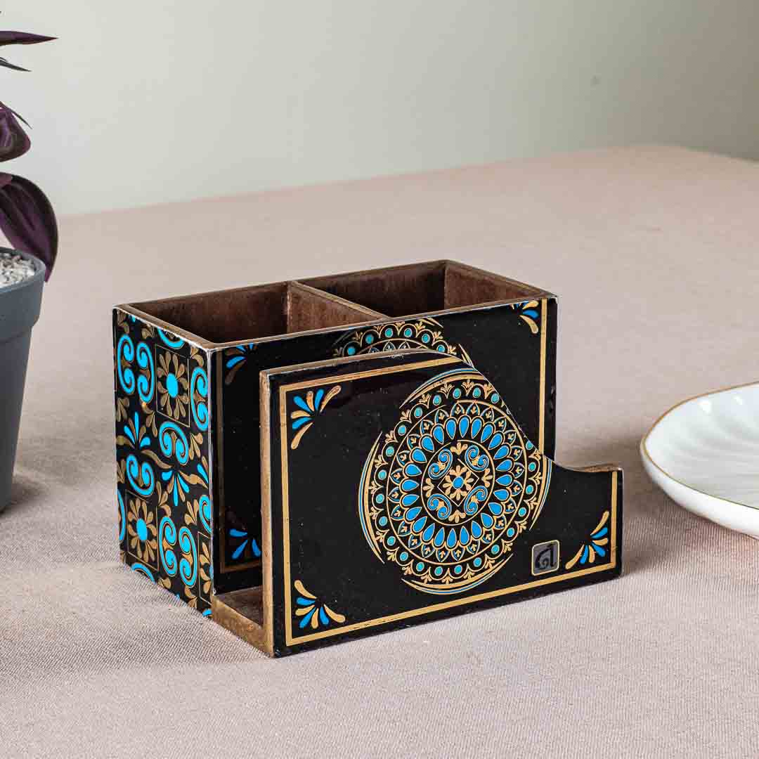 Premium Abstract Mdf Cutlery Npk Holder Design Five 6X4.5X4 Inch