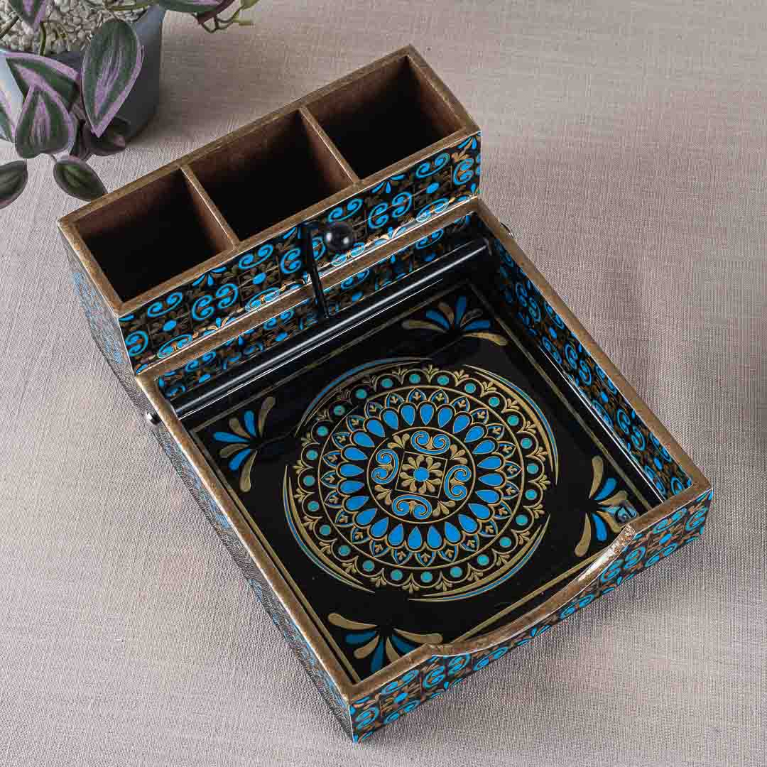Premium Abstract Mdf Square Tissue+Cutlery Holder Design Five