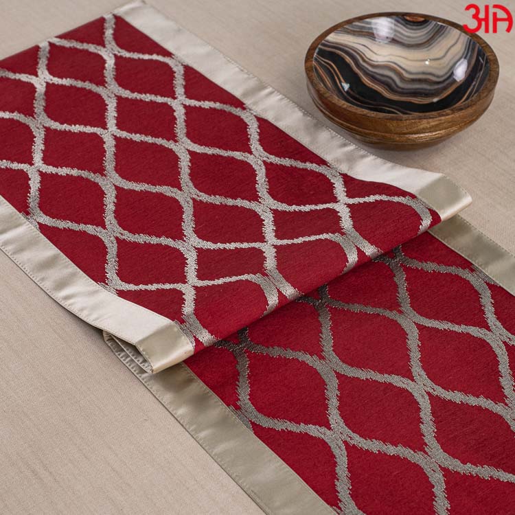 Red and Gold Jaquard Table Runner (13x36) Inch
