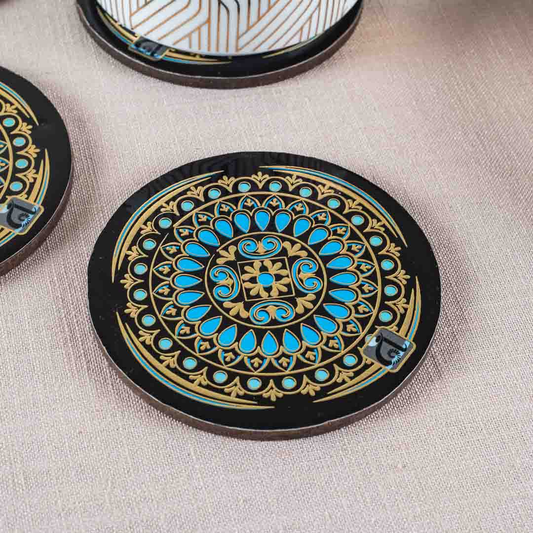 Premium Abstract Mdf Printed Coaster (06 Pcs Set) Design Five