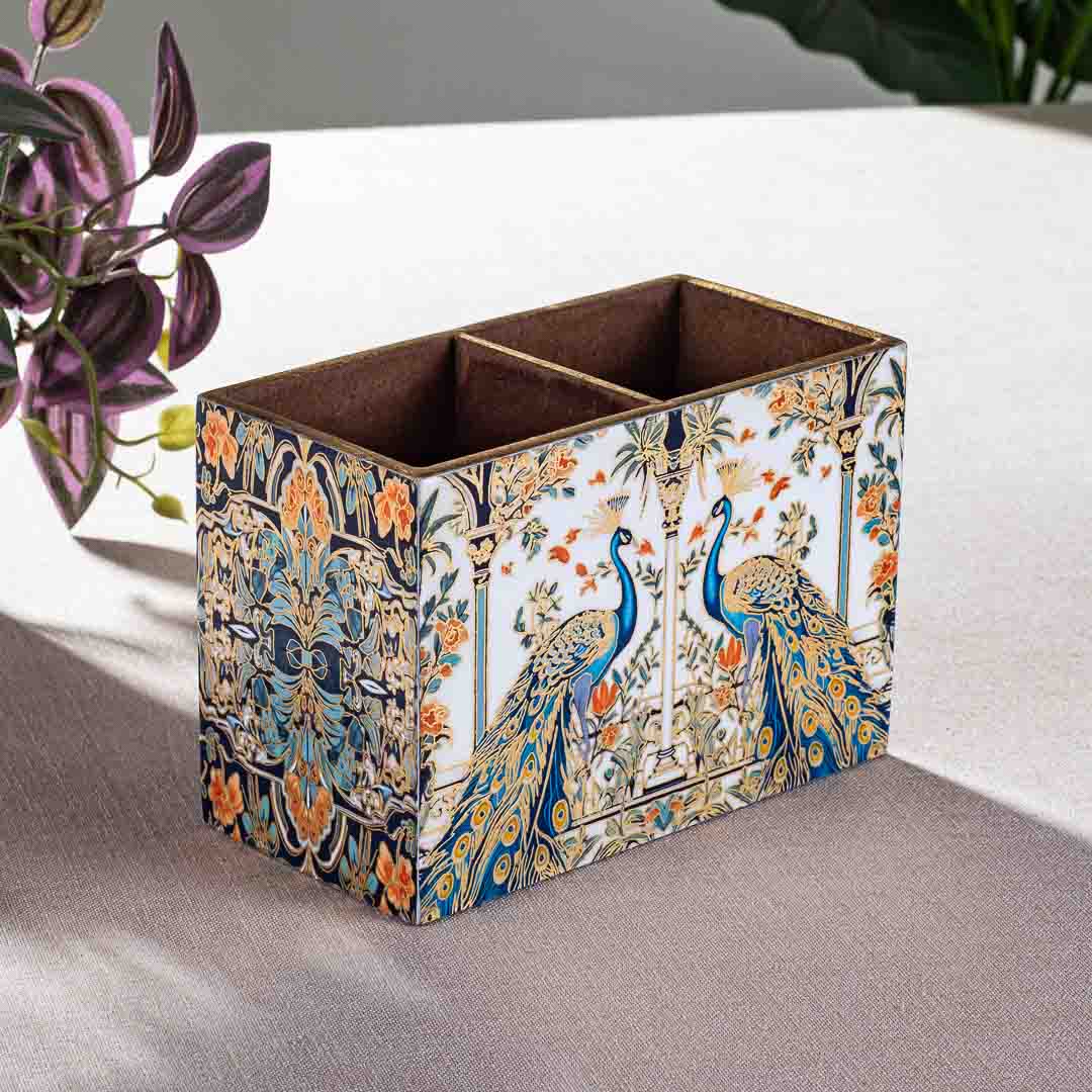 Premium Peacock Mdf Cutlery Holder Design One 6X3X4 Inch
