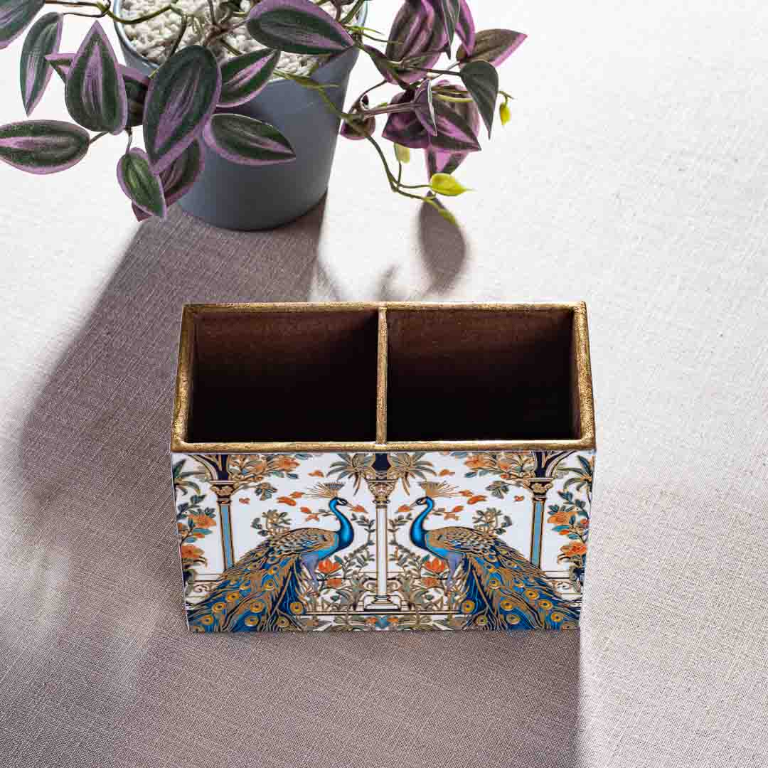 Premium Peacock Mdf Cutlery Holder Design One 6X3X4 Inch