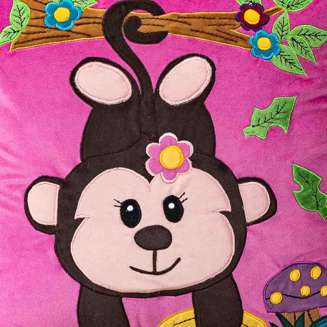 Monkey With Banana Cushion Cover For Kids