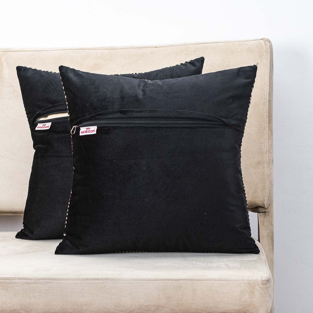 Premium Black Colour Velvet Sunfoil Handwork Cushion Cover
