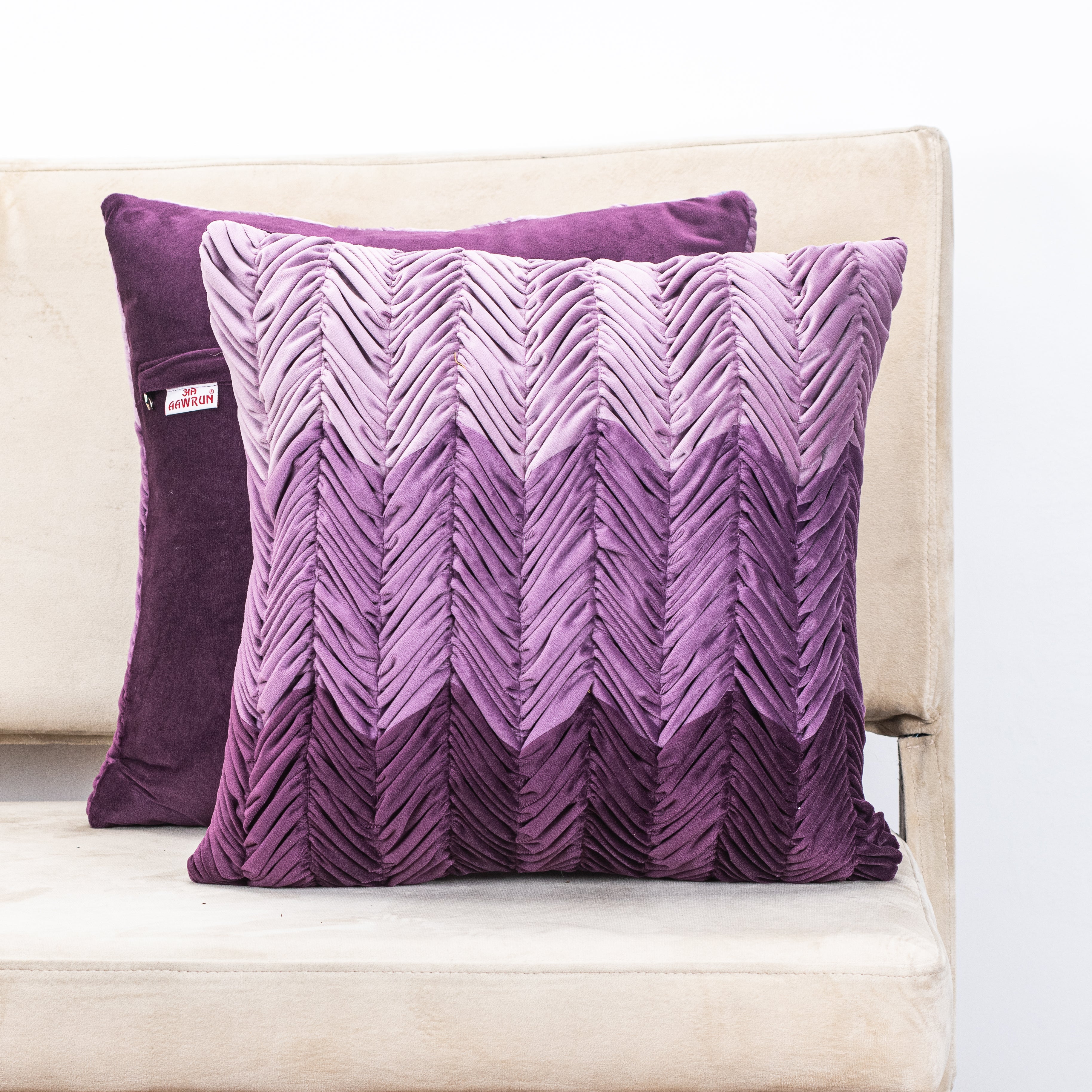 Premium Shaded Gathered Zig-Zag Design Cushion Cover